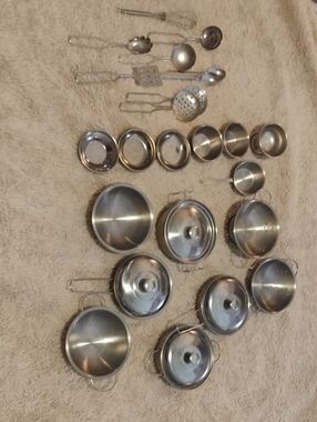 Stainless Steel Toy Cookware Set - Silver